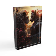 Lion and Warrior Photo Block - Wall Art for Nature Lovers and Fantasy Fans