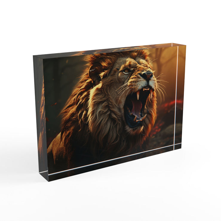 Majestic Lion Photo Block - Stunning Wildlife Decor for Animal Lovers