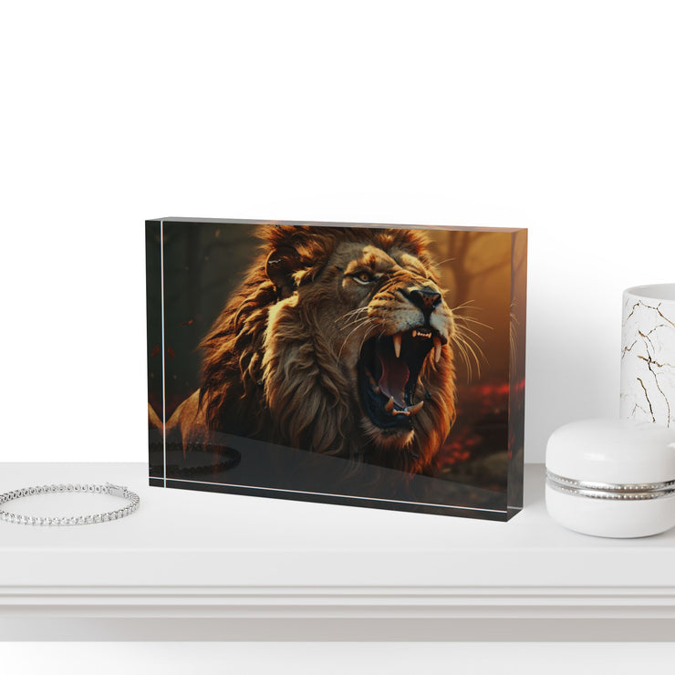 Majestic Lion Photo Block - Stunning Wildlife Decor for Animal Lovers